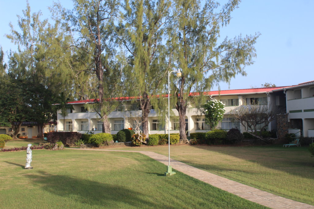 This photo shows the back of the hotel facing on to the gardens